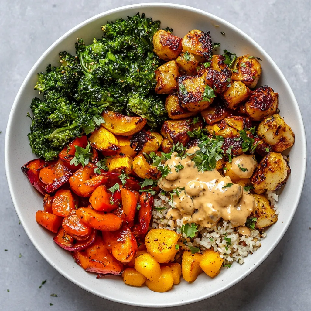 Tasty Buddha Bowl with Roasted Vegetables