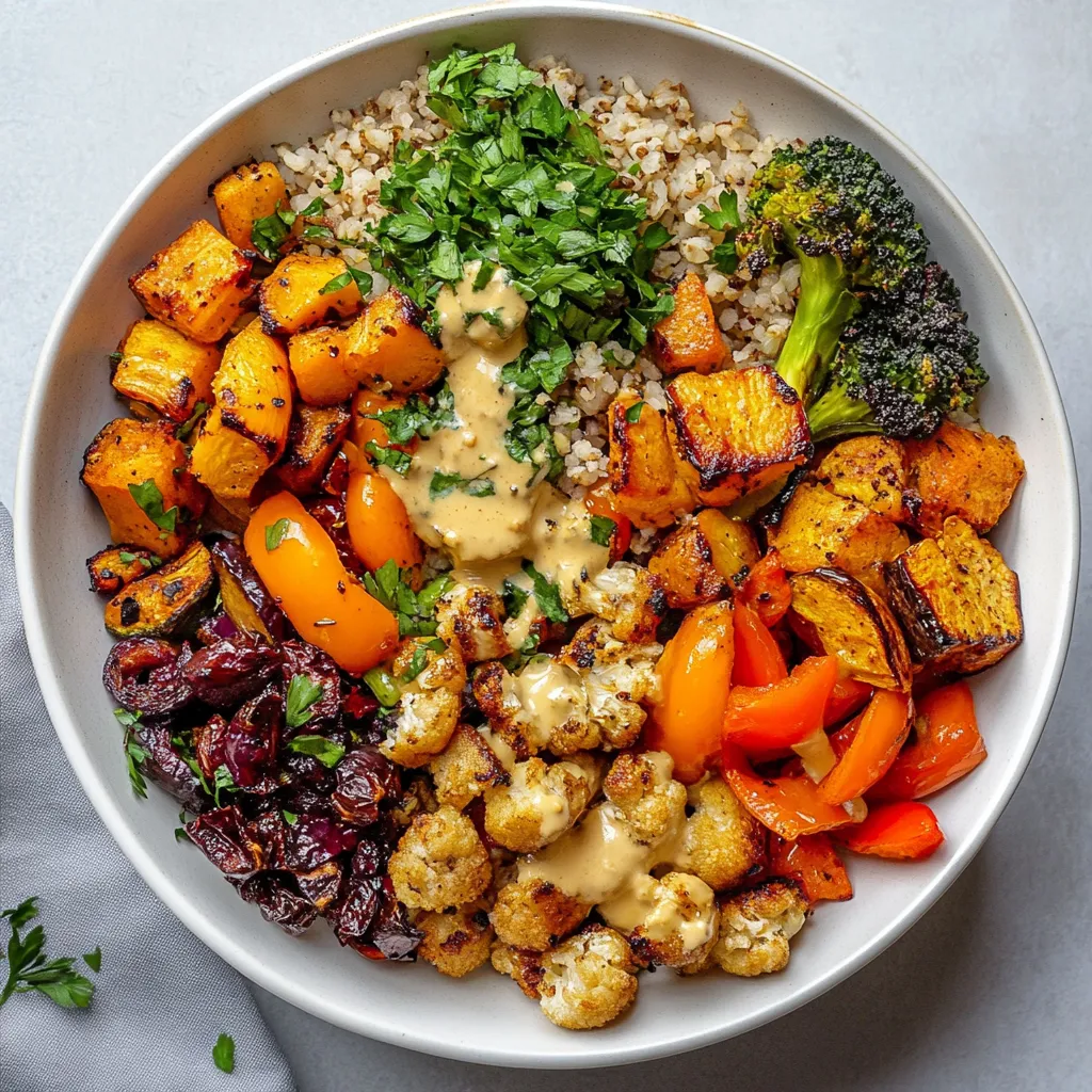Detailed Buddha Bowl with Roasted Vegetables