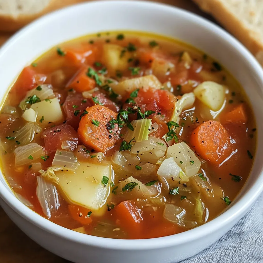 Steaming Cabbage Soup Closeup