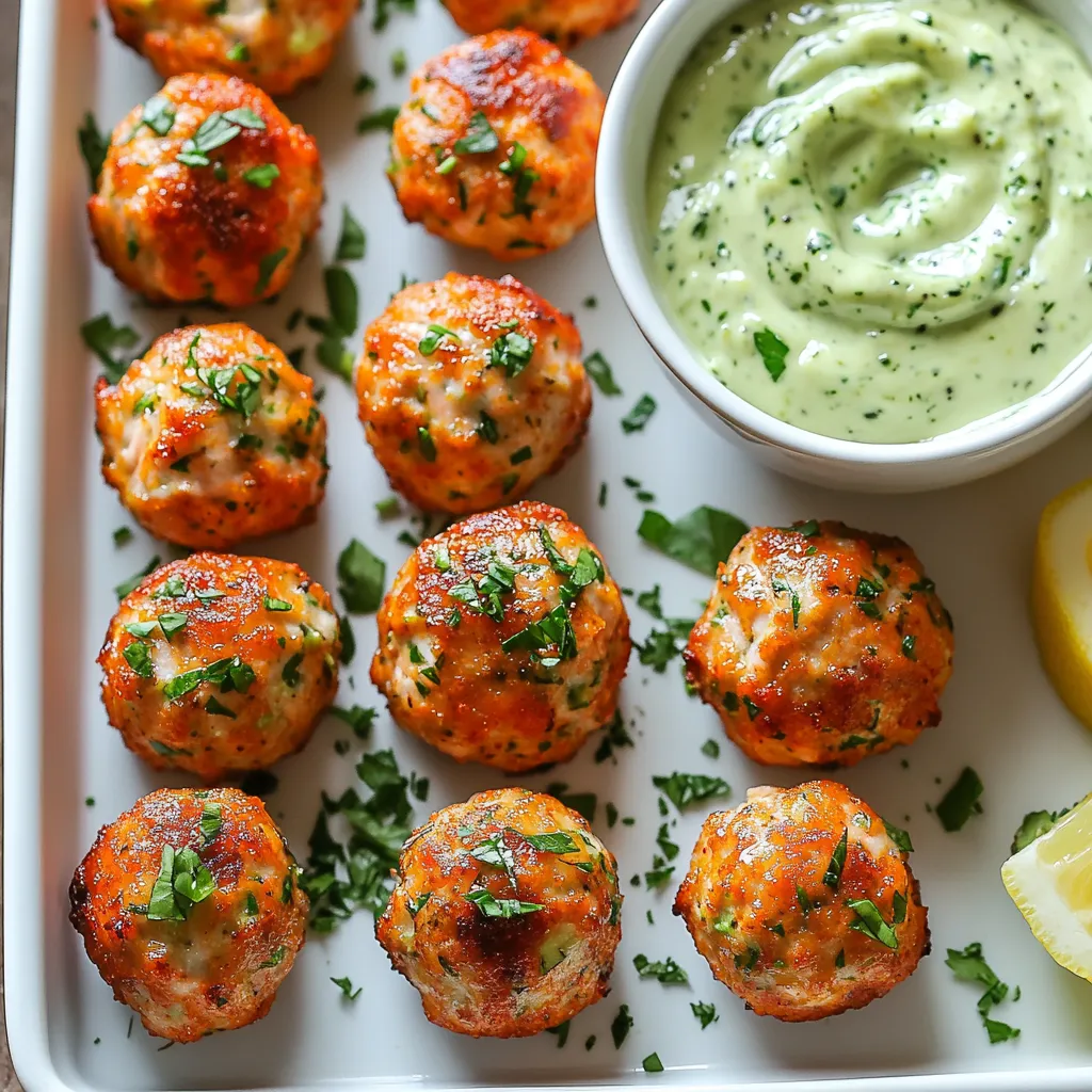 Juicy Baked Salmon Meatballs with a Zesty Avocado Sauce