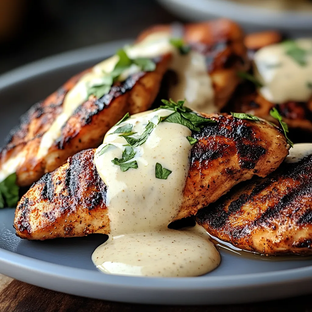 Zoomed-in Cajun Grilled Chicken with Alabama White Sauce