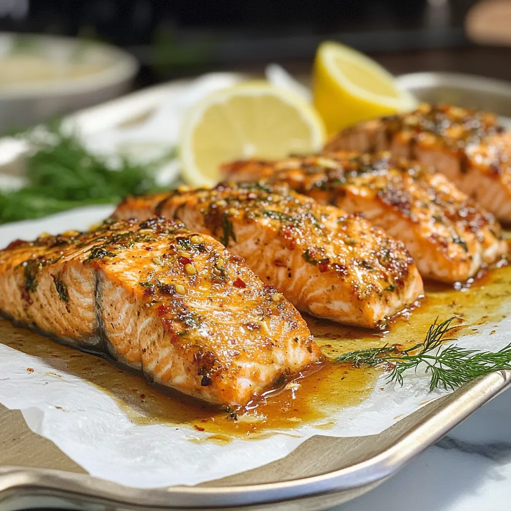 Up-close Dijon Salmon Shot
