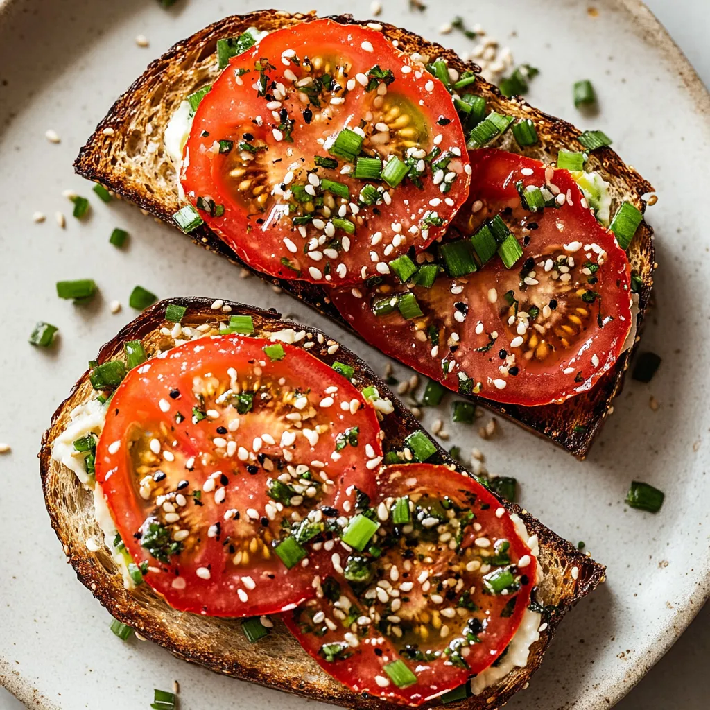Crunchy Toast with Succulent Tomatoes, Sesame & Chives