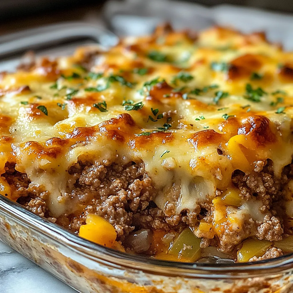 Layered Ground Beef Potato Casserole