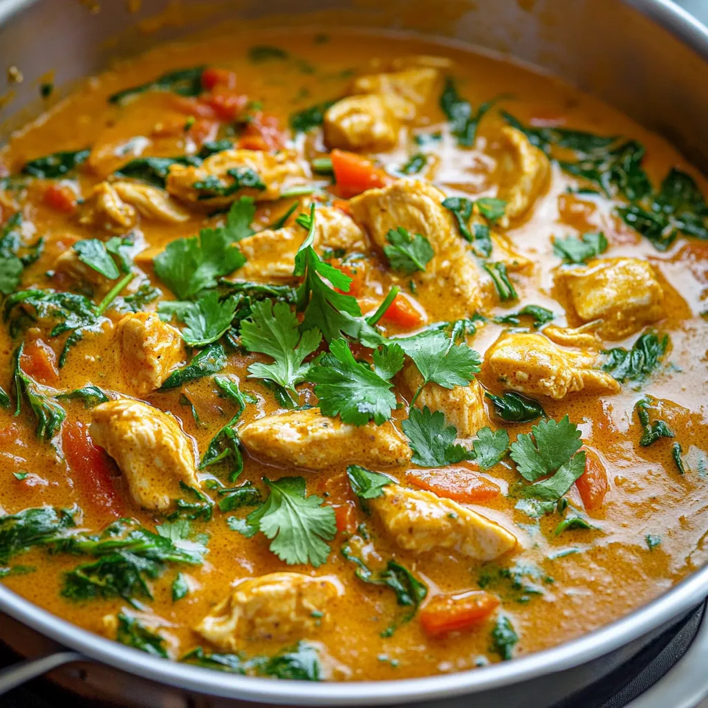 Tempting Thai Chicken Coconut Curry Closeup