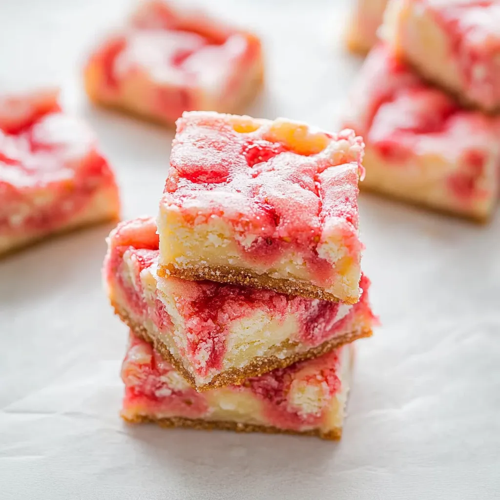 Delicious Strawberry White Chocolate Gooey Bars Closeup