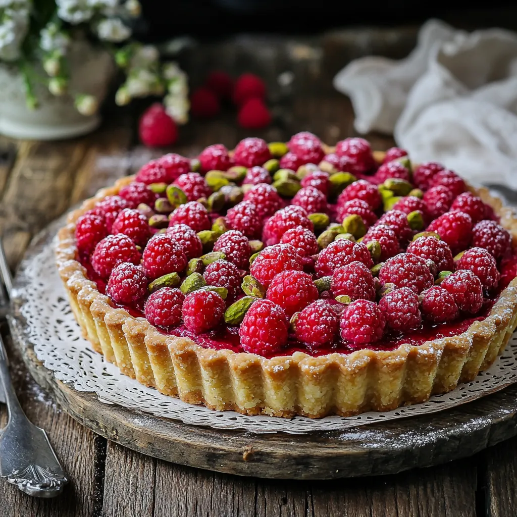 Fresh Raspberry and Pistachio Tart