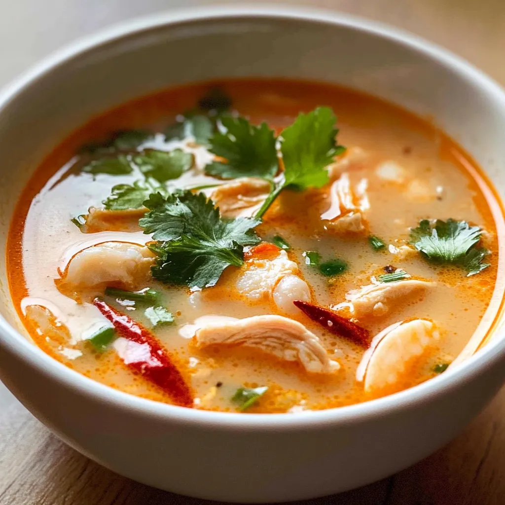 A steaming bowl filled with colorful herbs, prawns, and a rich broth.