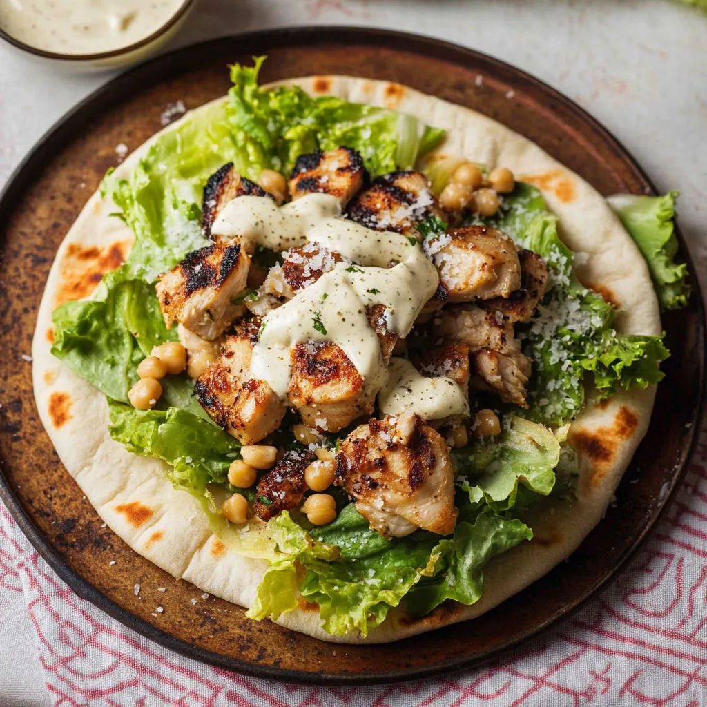 Tasty salad with grilled chicken and fresh greens.