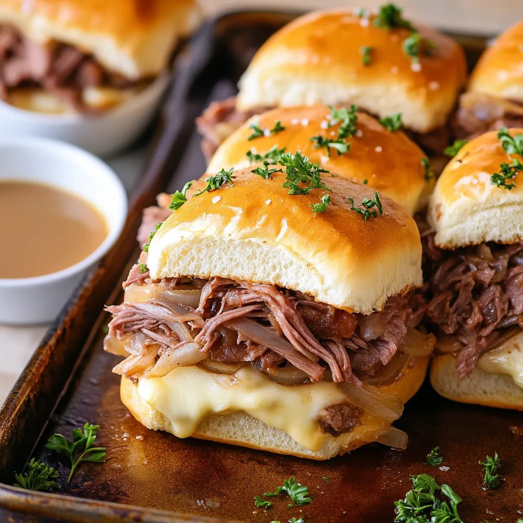 A baking tray filled with golden buns packed with cheese and beef.