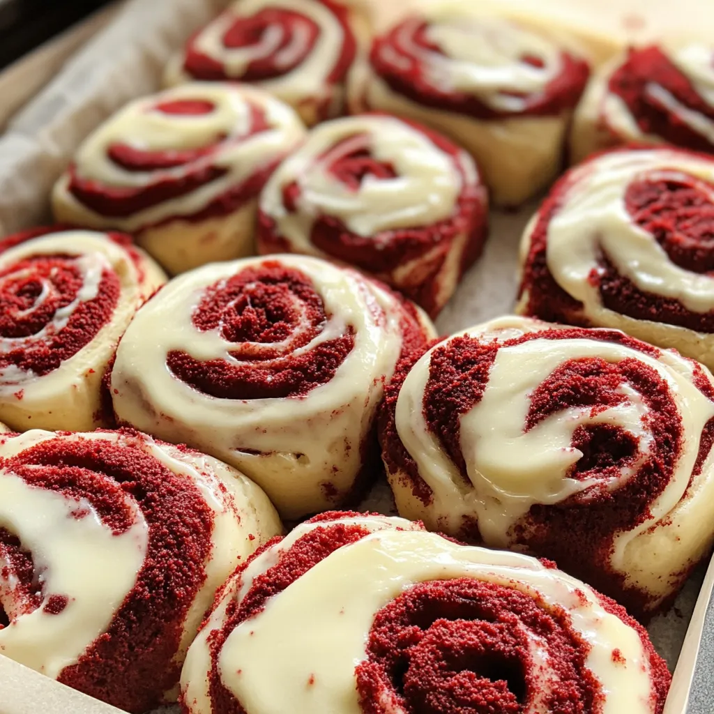 Swirled red and white pastries on a plate.