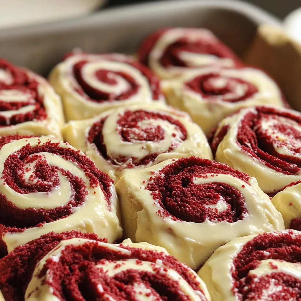 A pan of red and white swirl rolls.