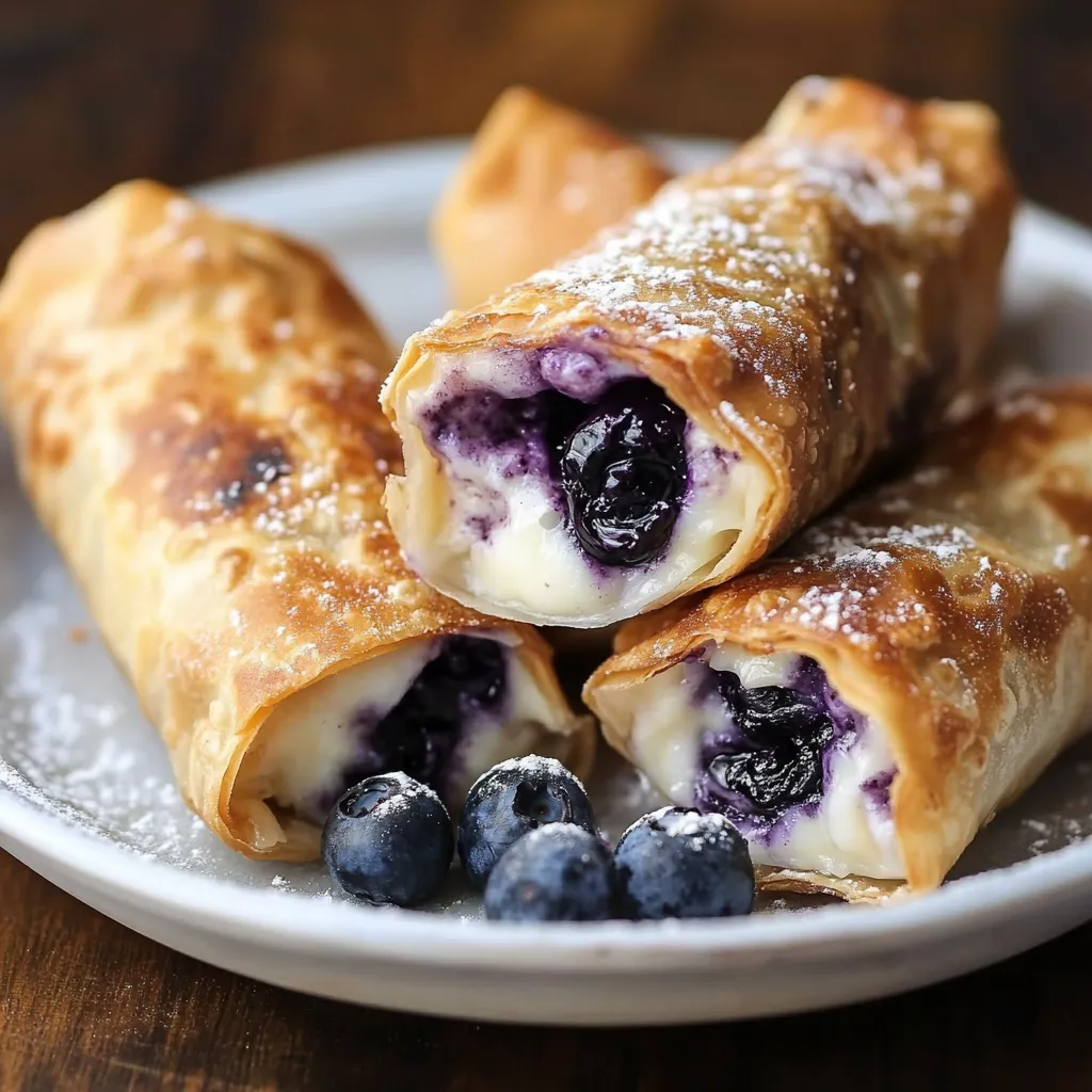 A plate of pastries with blueberries on top.