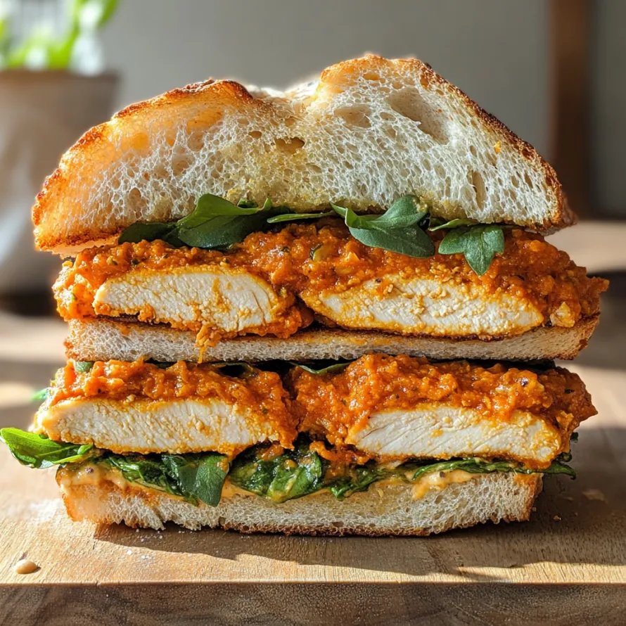 A sandwich with meat and lettuce on a table.
