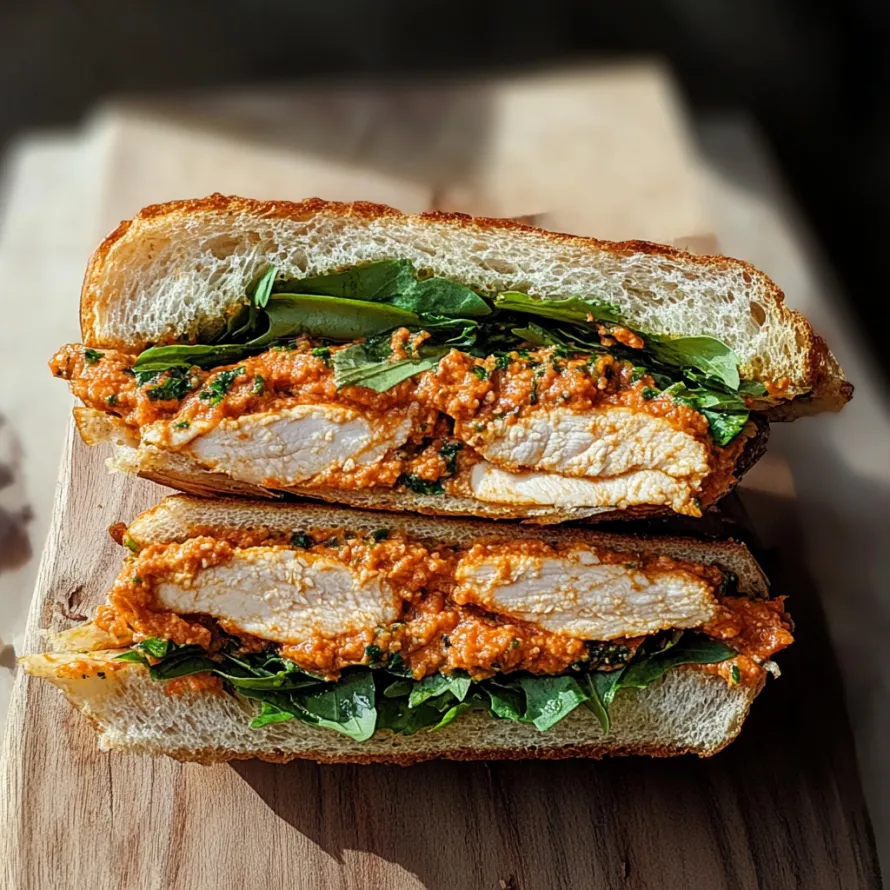 A sandwich with meat and lettuce on a wooden table.