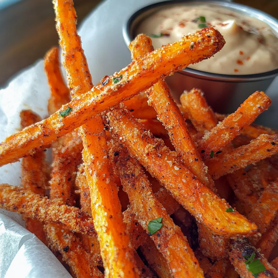 A bowl of fries with a dipping sauce.