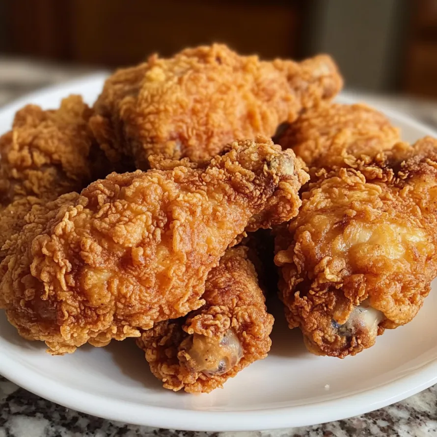 Crispy fried chicken served on a plate.