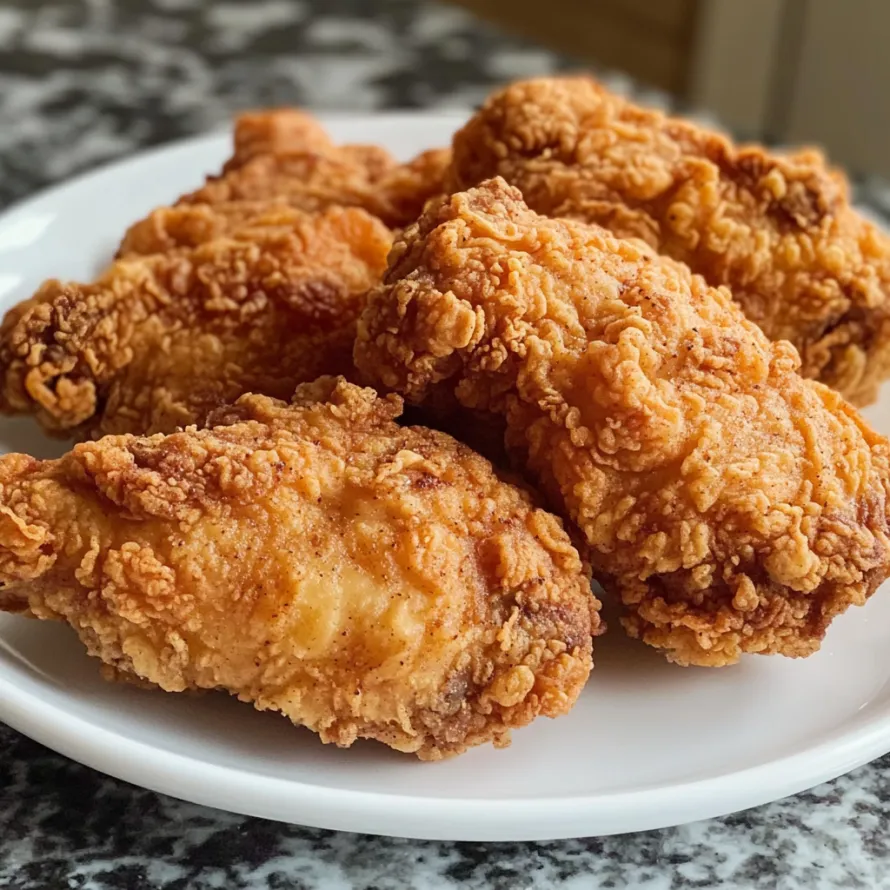 A plate of fried chicken.