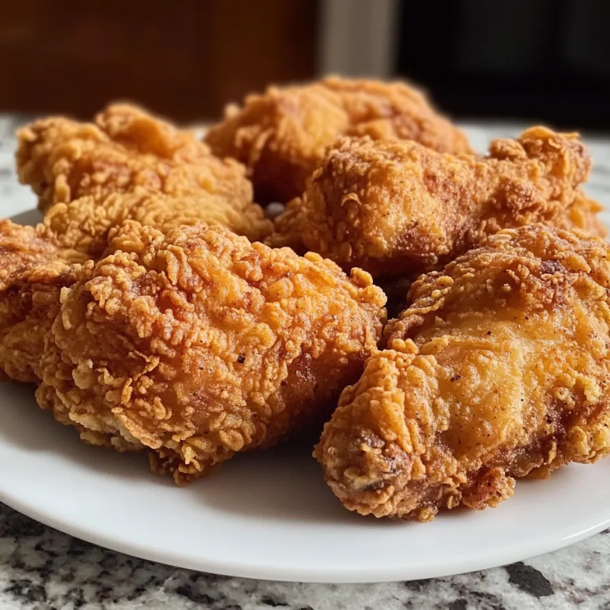 A plate of fried chicken.
