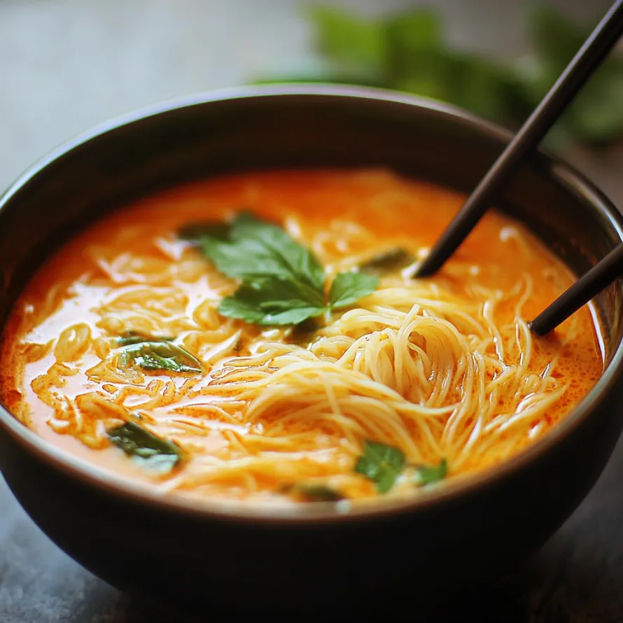 A bowl filled with vibrant noodles and fresh greens.