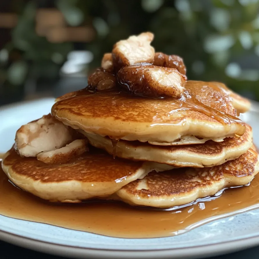 A stack of pancakes with syrup on top.