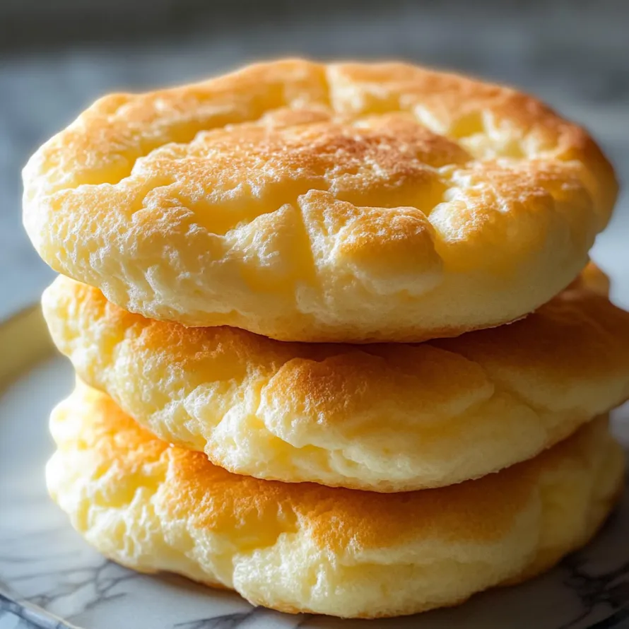 A stack of three yellow pancakes.