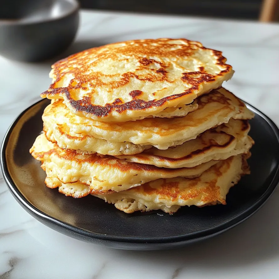 A stack of pancakes on a plate.