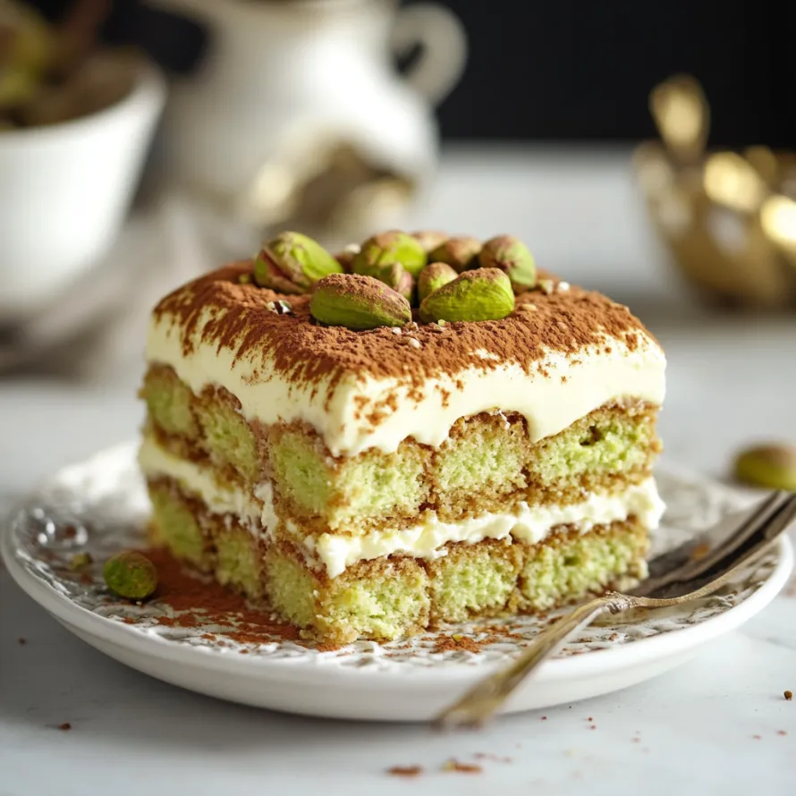 A slice of cake with white frosting and nuts on top.