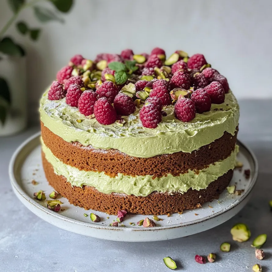 A cake with raspberries and almonds on top.