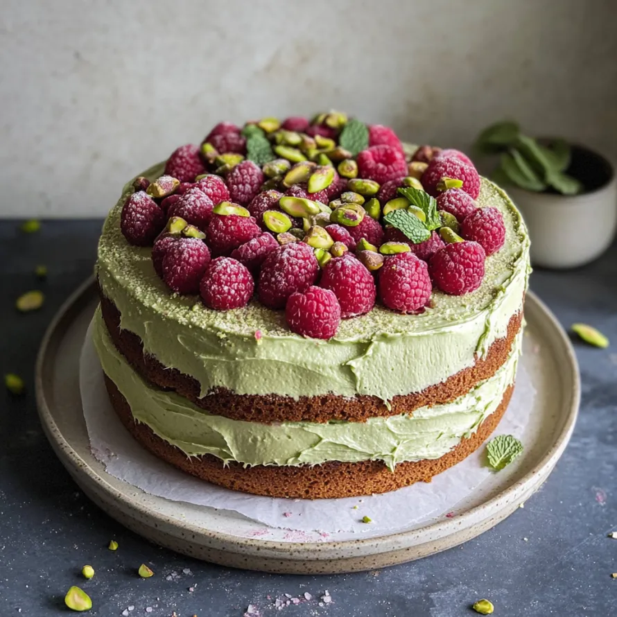 A cake with raspberries and almonds on top.