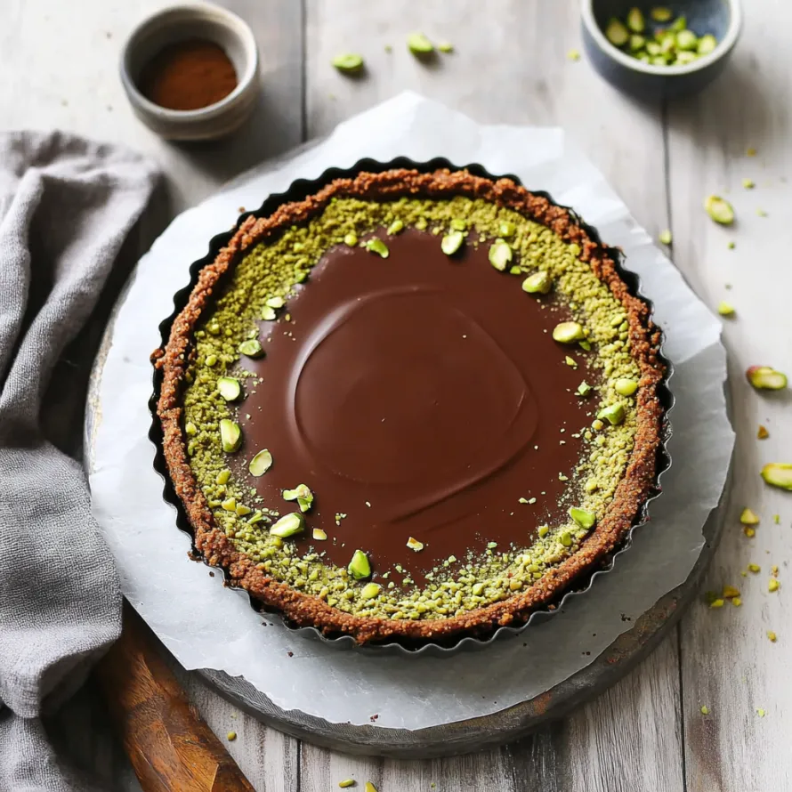 A chocolate dessert with almonds on top.