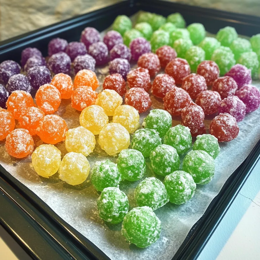 A tray of colorful candies.