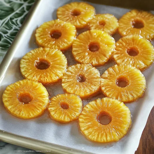 A tray of pineapple slices.