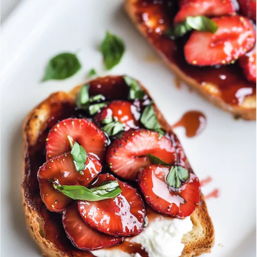 A slice of bread with strawberries and whipped cream.