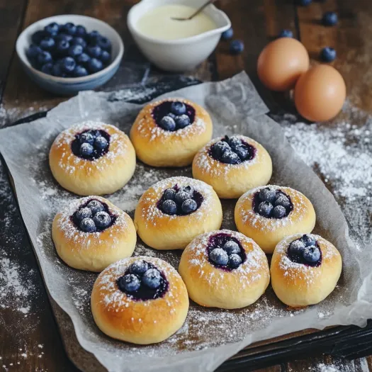 A tray of blueberry pastries.