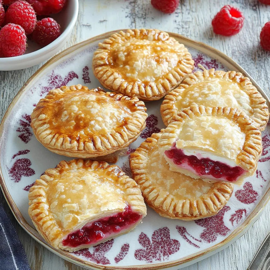 A plate loaded with berry-topped pastries.