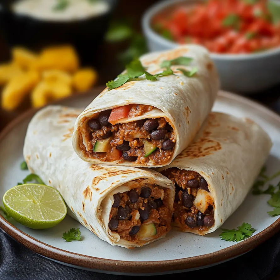 A plate of food with a burrito and a bowl of salsa.