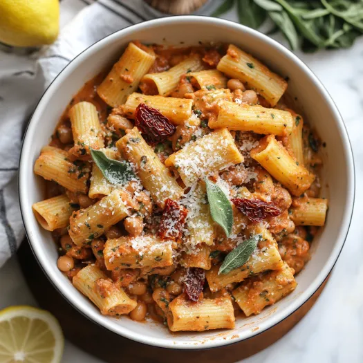 Pasta covered in tomatoey cheese sauce in a bowl.