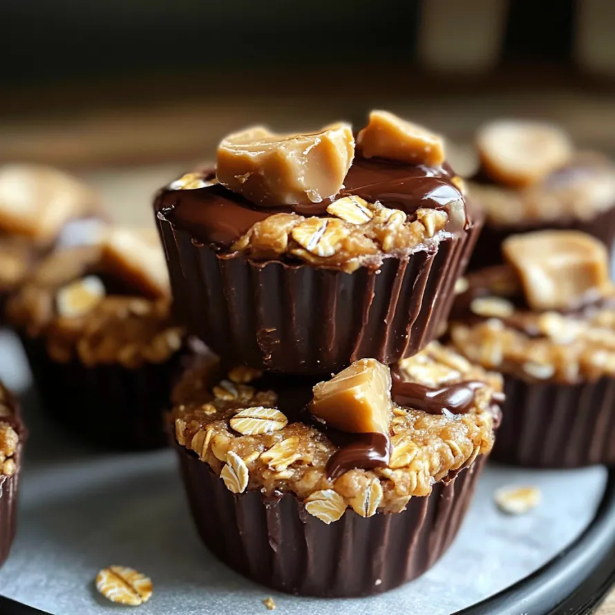 Chocolatey peanut butter cups sprinkled with crunchy nuts.