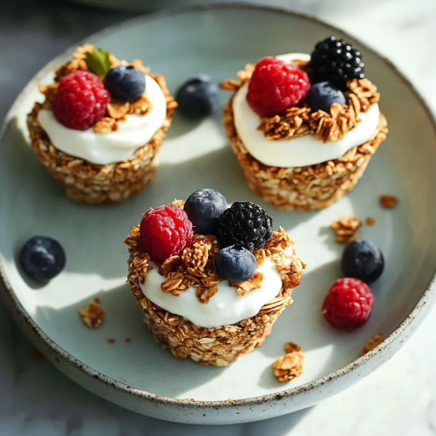 A plate of food with berries and cereal.