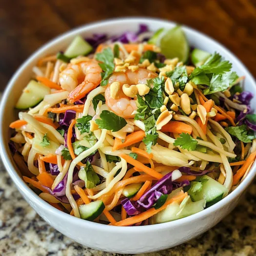 A bowl of shrimp and vegetables.