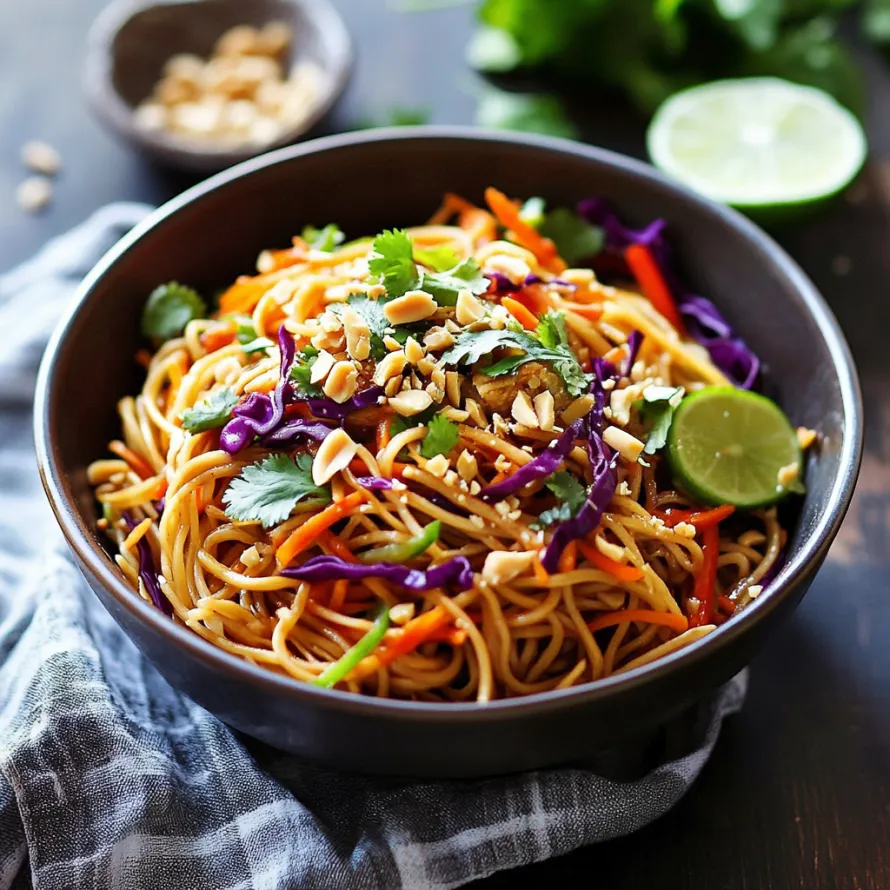 A bowl of noodles with vegetables and nuts.
