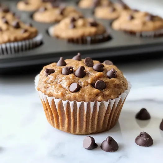 A cupcake dotted with chocolate chips.