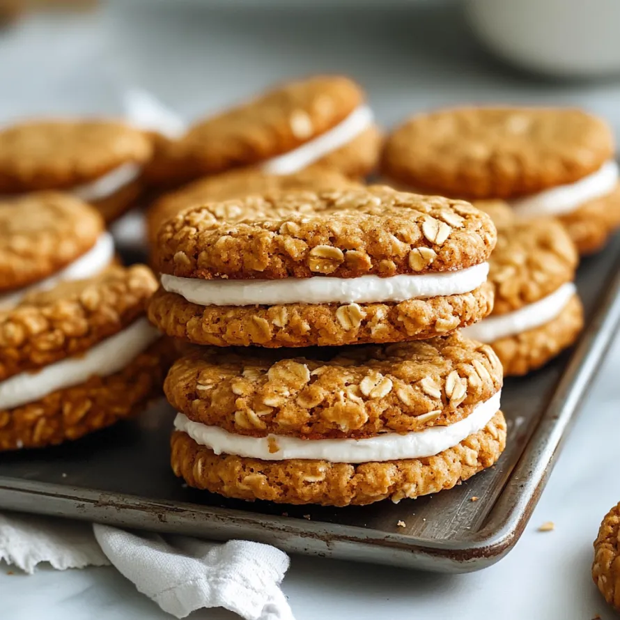 Stacked cookies with creamy centers.