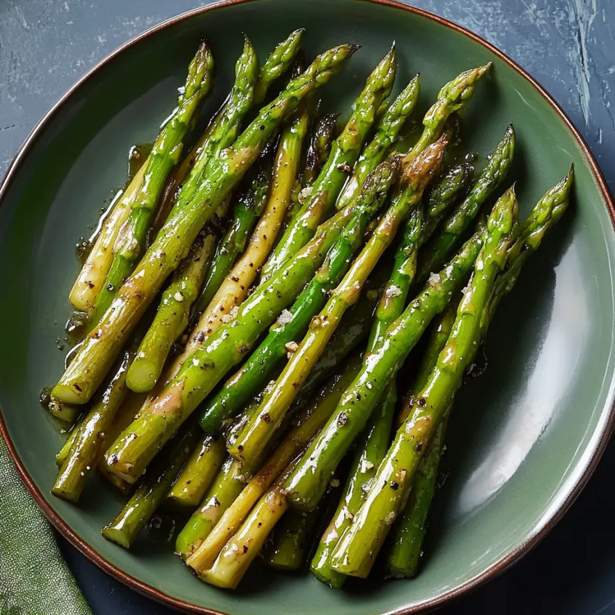 Plate loaded with bright green asparagus.
