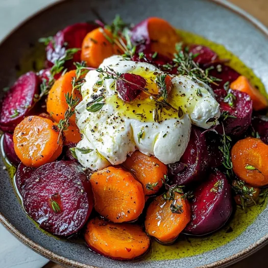 A creamy-topped veggie bowl filled with color.