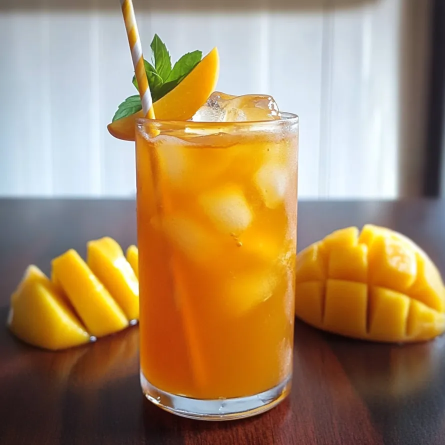 A straw pokes out of a glass filled with orange-colored juice.