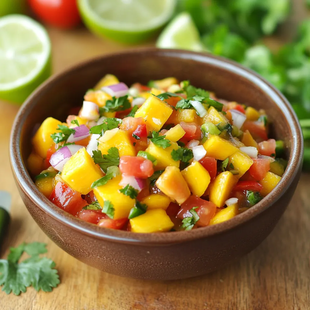 Chopped fruit salad with tomatoes and lime in a bowl.