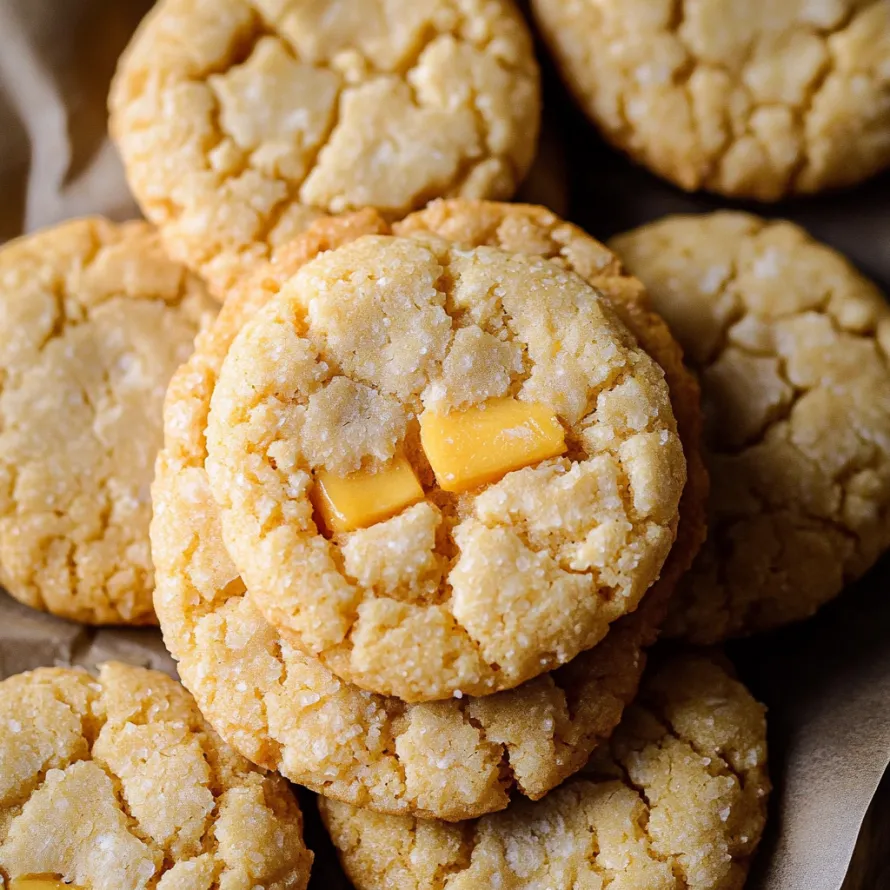 A pile of cookies on a table.