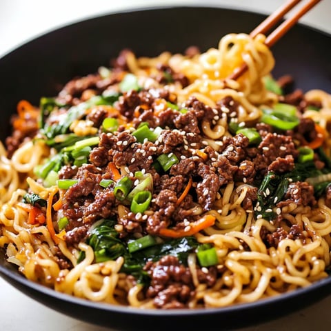 A bowl of tender noodles with savory beef and fresh vegetables.